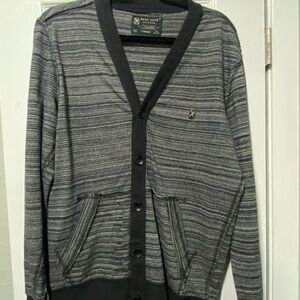 Vintage Marc Ecko Cut & Sew Mens Cardigan Medium Deadly Threads Black Heathered